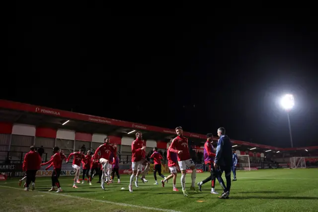 Salford players pictured in the warm-up