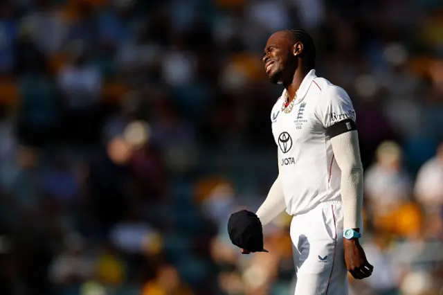Jofra Archer of England reacts