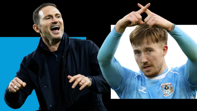 Coventry City manager Frank Lampard and Josh Eccles celebrating