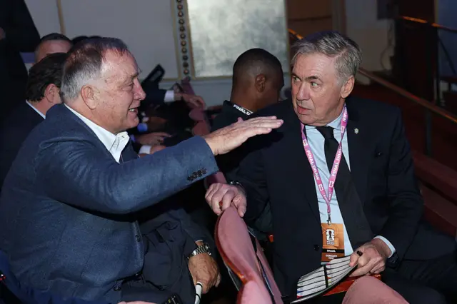 Dick Advocaat and Carlo Ancelotti arrive for World Cup draw.