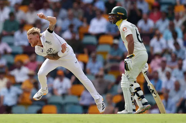 Ben Stokes of England bowls