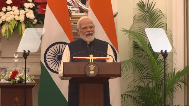 Modi speaks to press