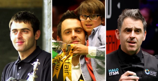 Split picture of Ronnie O'Sullivan at various stages of his career