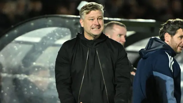 Salford head coach Karl Robinson during the game with Leyton Orient