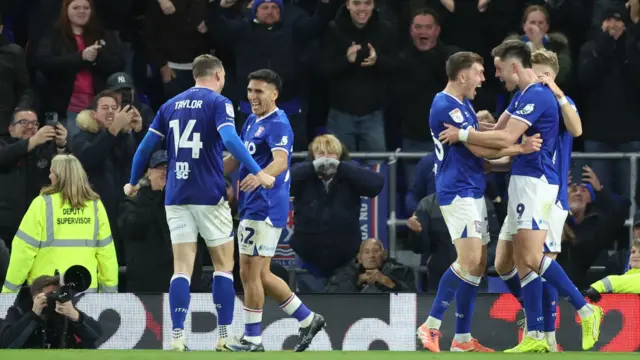 Ipswich Town's George Hirst celebrates scoring