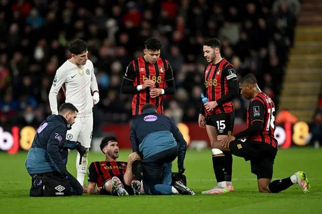 Marcos Senesi being seen too by physios