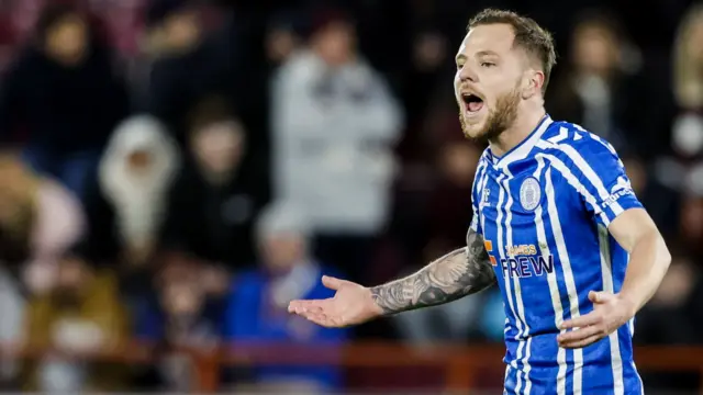 Bruce Anderson celebrates after scoring for Kilmarnock against Hearts