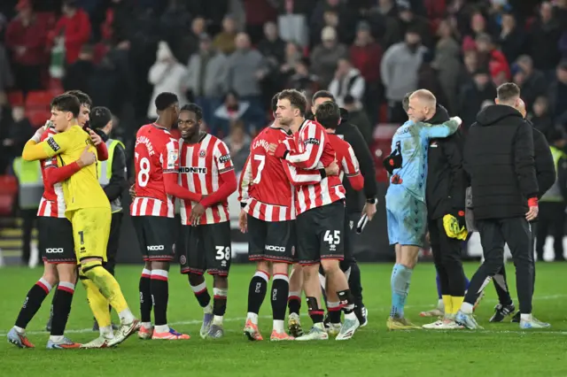 Sheffield United celebrate at full time
