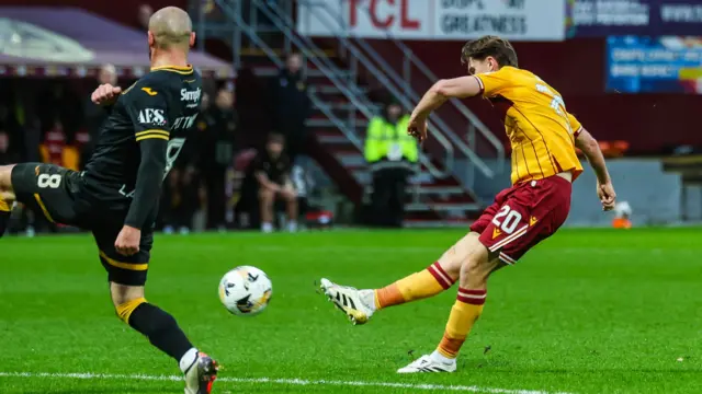 Elliot Watt scores for Motherwell against Livingston
