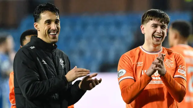 Rangers scorers Bojan Miovski and Mikey Moore