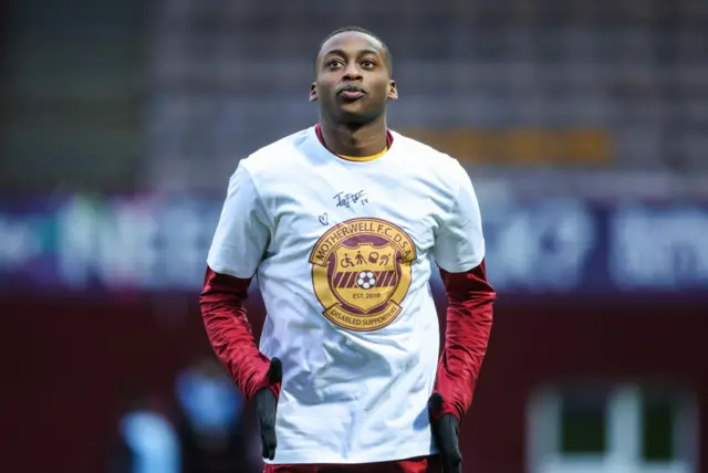 Motherwell's Tawanda Maswanhise warms up at Fir Park