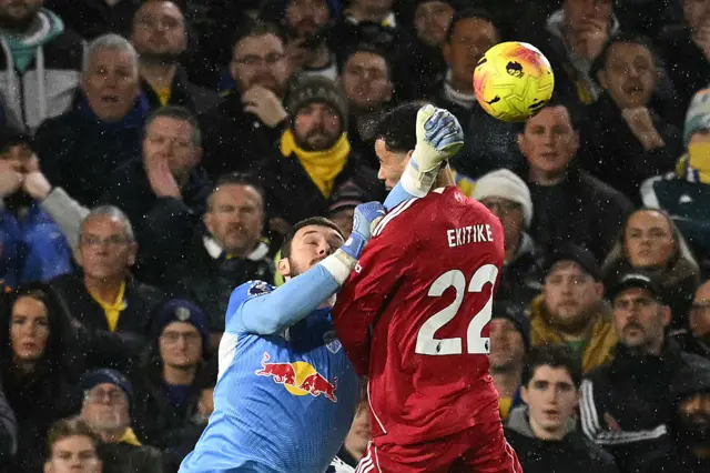 Hugo Ekitike receiving a 'punch'