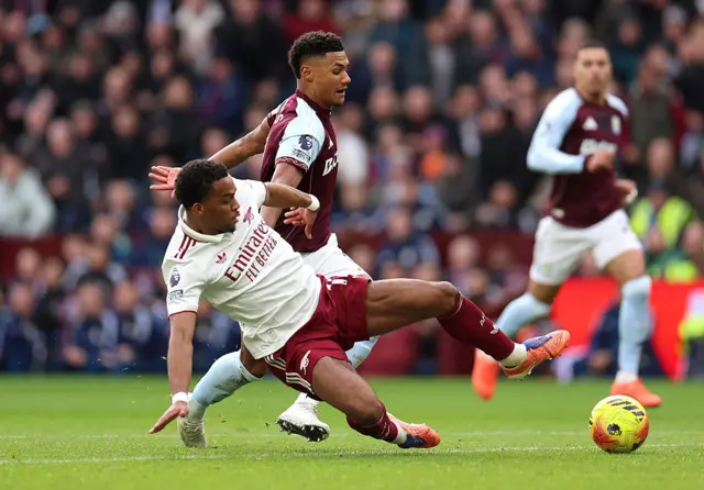 Youri Tielemans flicks the ball in for Ollie Watkins