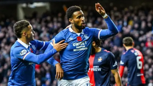 Youssef Chermiti celebrates after scoring for Rangers against Kilmarnock