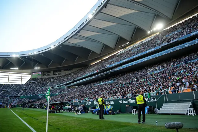 Real Betis supporters sat in the Estadio de La Cartuja