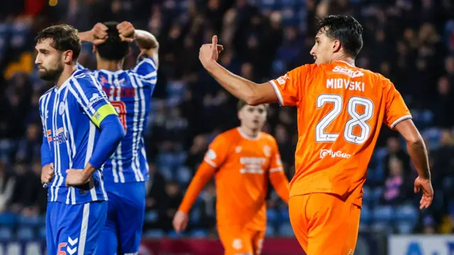 Bojan Miovski celebrates after scoring for Rangers against Kilmarnock