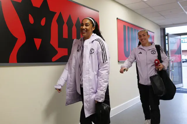 Manchester United arrive ahead of WSL match.