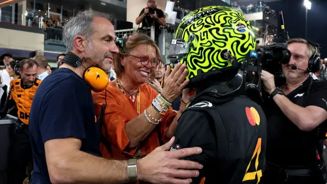 Lando Norris with his mum and dad