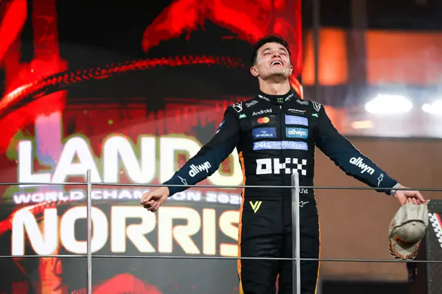 Lando Norris on the podium in Abu Dhabi