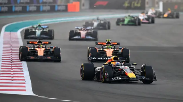 Verstappen leading the McLarens