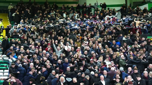 Hearts fans at Celtic Park