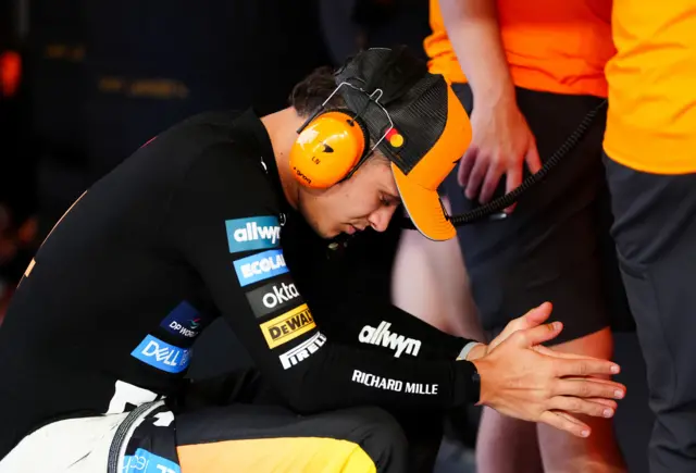 Lando Norris looking tense before the Abu Dhabi Grand Prix