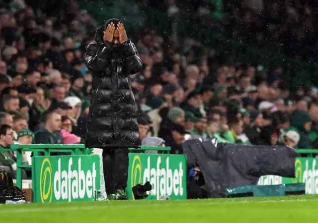 Wilfried Nancy stands with head in hands after Hearts' goal