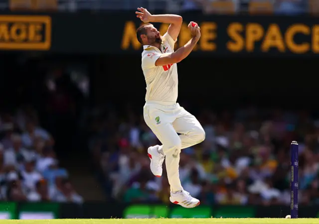 Michael Neser of Australia bowls