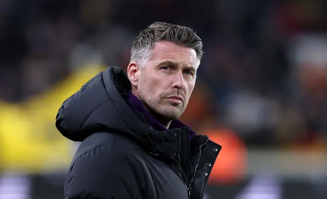 Rob Edwards, the Wolverhampton Wanderers manager looks on during the Premier League match between Wolverhampton Wanderers and Nottingham Forest at Molineux on December 03, 2025 in Wolverhampton, England.