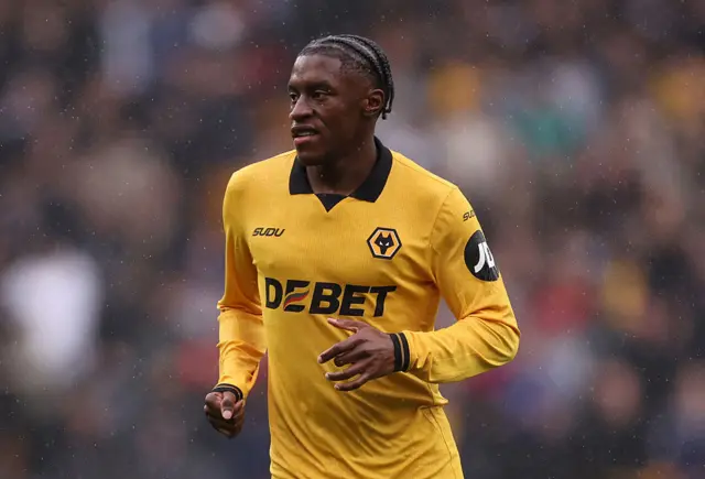 Jean-Ricner Bellegarde of Wolverhampton Wanderers during the Premier League match between Wolverhampton Wanderers and Leeds United at Molineux on September 20, 2025 in Wolverhampton, England.