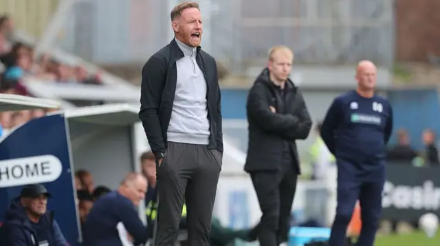 Brackley boss Gavin Cowan shouts instructions to his players