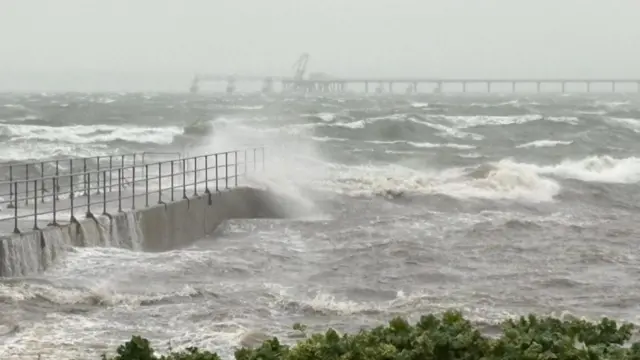 Storm Bram hits the coastline in Whitehead, County Antrim, Northern Ireland