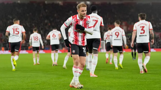 Southampton players celebrate a goal