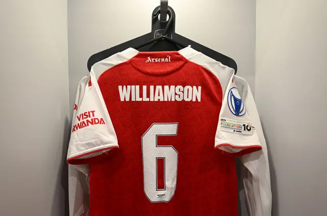 Williamson's shirt hangs in the dressing room