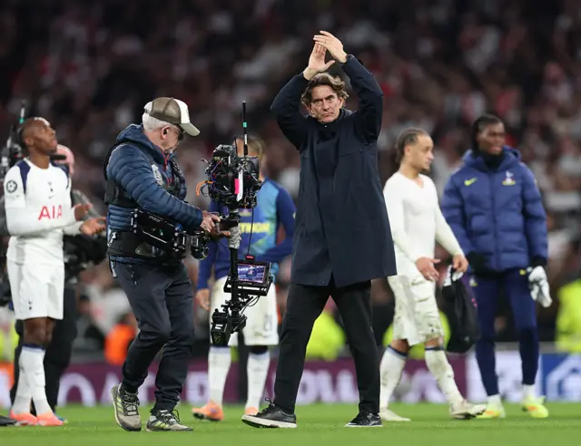 Thomas Frank applauds the fans