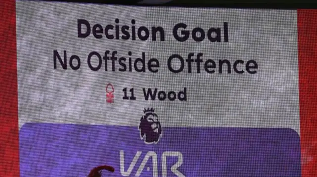 VAR decision shown on the City Ground scoreboard