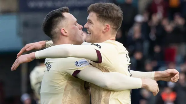 Hearts' Lawrence Shankland and Blair Spittal