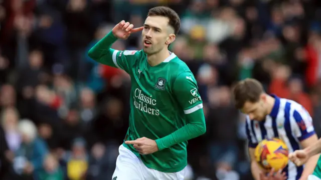 Plymouth's Ryan Hardie celebrates