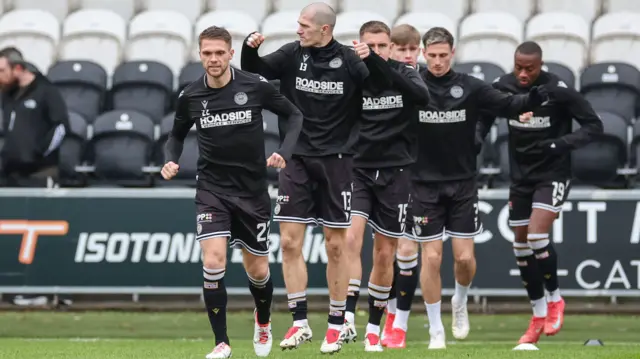 St Mirren players warming up