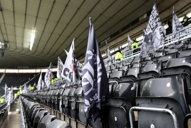 Flags on seats at Pride Park