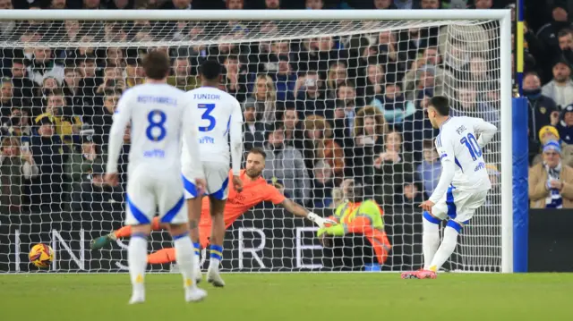 Joel Piroe scores from the penalty spot against Cardiff