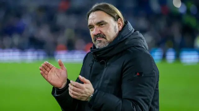 Leeds boss Daniel Farke celebrates after beating Cardiff 7-0