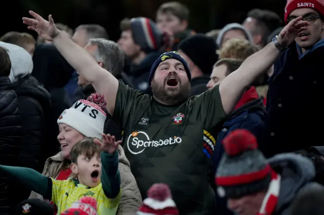 Spouthampton fan cheers in the stands