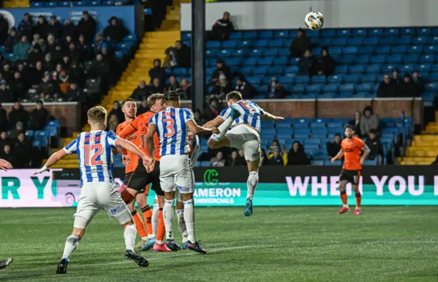 Sam Dalby's header hits the crossbar