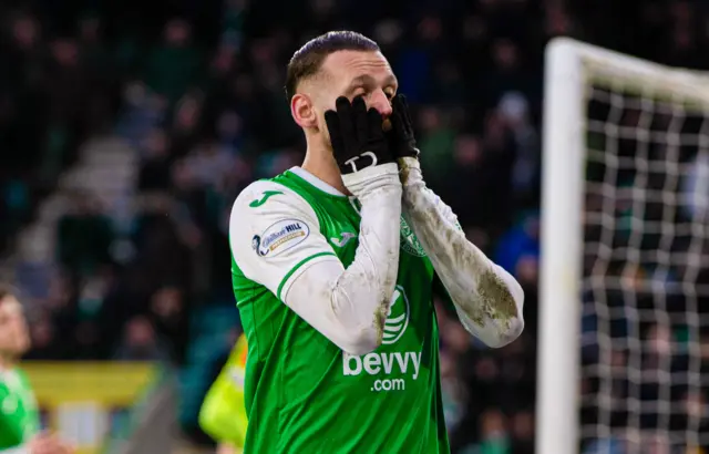 Hibernian's Martin Boyle looks dejected after missing a chance