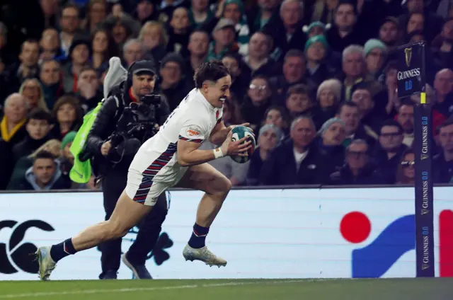 England's Cadan Murley scores their first try