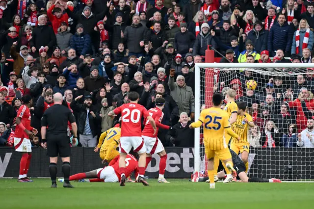 Williams fires the ball into the roof of the net