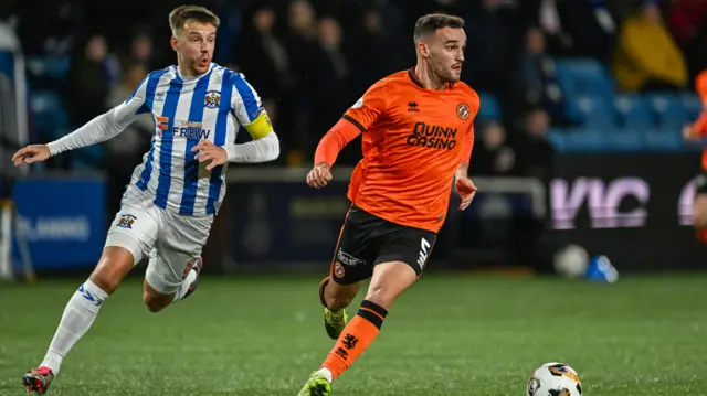 Kilmarnock's Brad Lyons and Dundee United's Vicko Sevelj