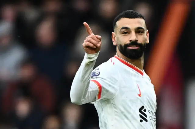 Salah celebrates his goal v Bournemouth