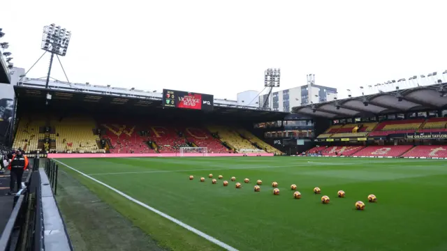 Vicarage Road before kick-off between Watford and Norwich